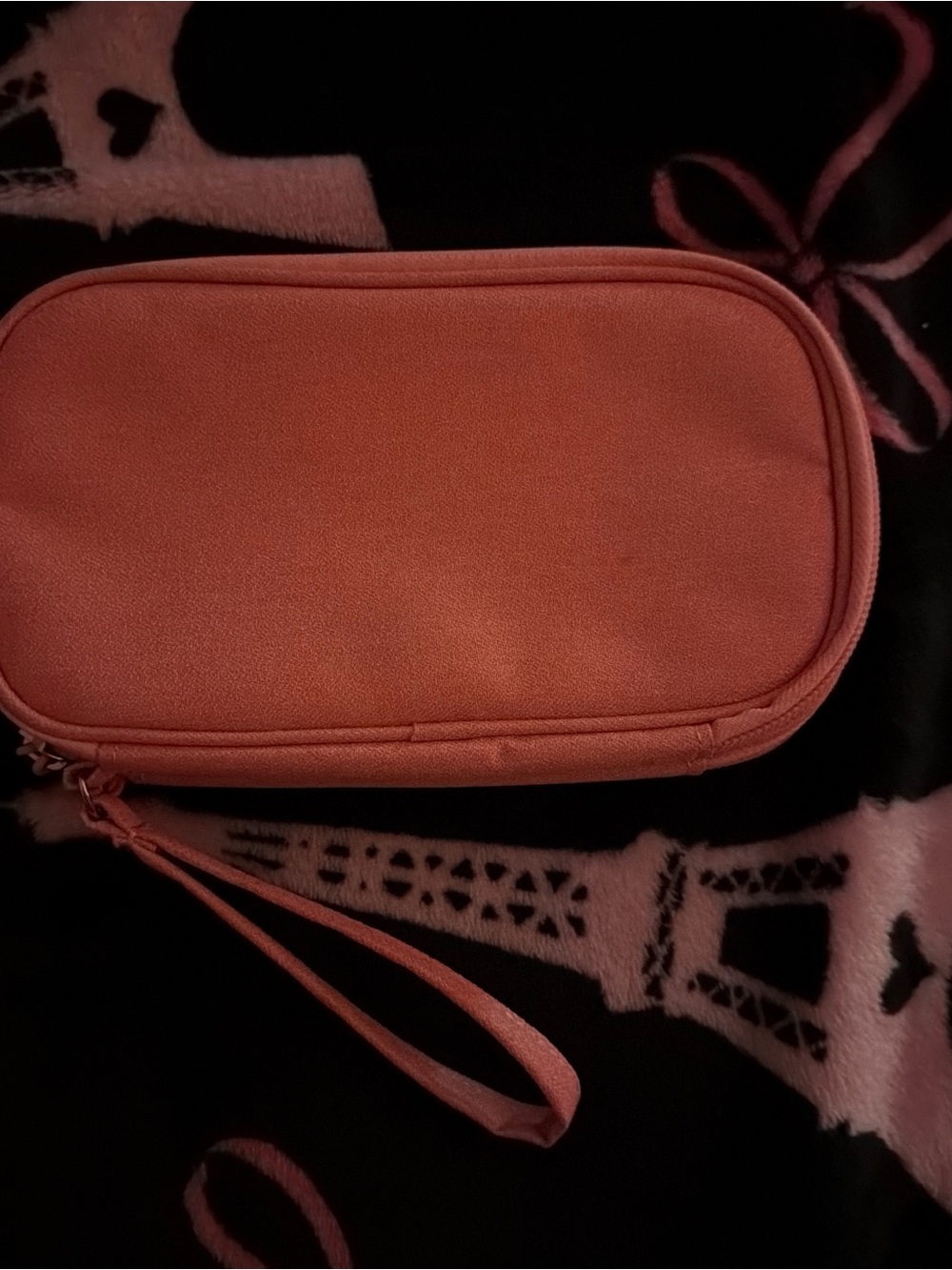 Coral Wristlet Zipper Pouch